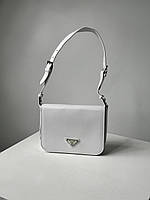 Женская сумочка, клатч отличное качество Prada Brushed Leather Shoulder Bag White 20 х 15 х 6 см