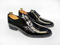 Чоловічі туфлі з натуральної лакованої шкіри Ікос 0519 39 Чорний EJ, код: 7481665