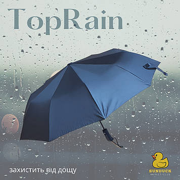 Чоловічий чорний зонт напівавтомат Toprain-245 на 10 спиць карбон
