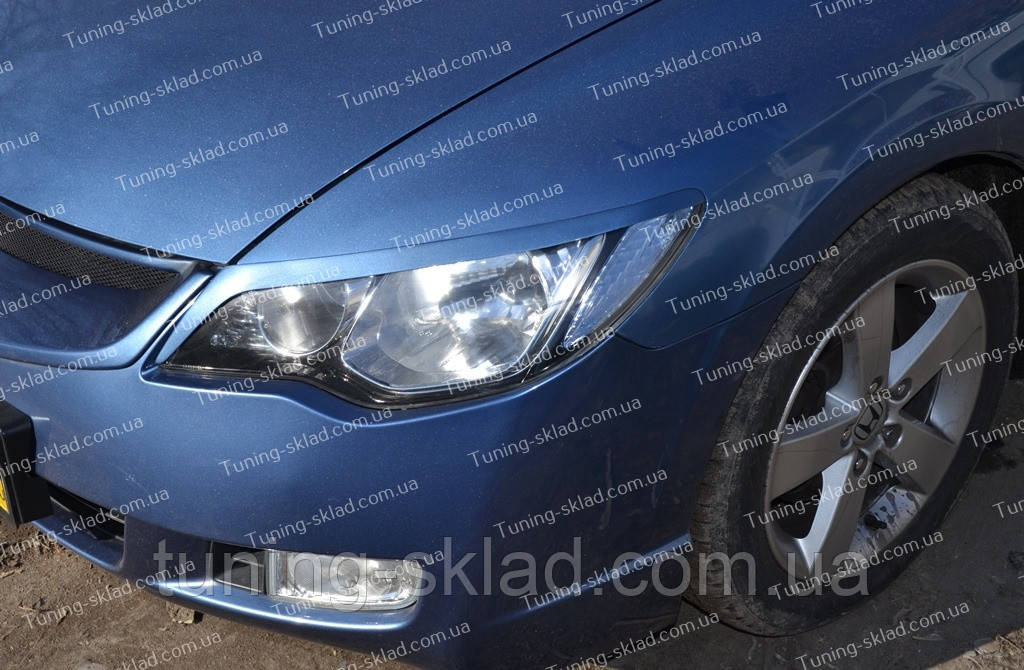 Вії на Honda Civic 4d (накладки передніх фар Хонда Цивік 4д до низу фар), фото 1