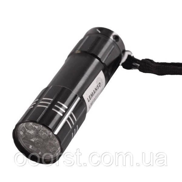 Светодиодный ультрафиолетовый фонарь 9 UV LED Lemanso LMF9311 черный - фото 1 - id-p1919696126
