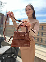 Женская сумка из эко-кожи Jacquemus le chiquito croco brown молодежная, брендовая сумка-клатч маленькая через