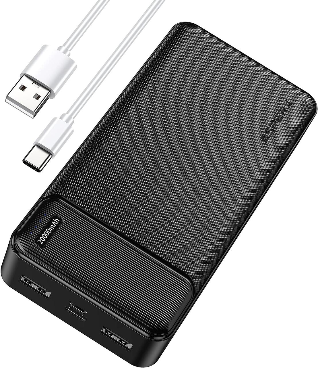 Повербанк AsperX Power Bank 20000 мА·год, швидке заряджання 5 В 3 А, вихід і вхід USB C павербанк