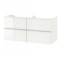 Шкаф для раковины с 4 ящ IKEA ГОДМОРГОН, глянцевый белый, 120x47x58 см, 303.440.96