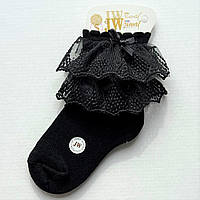 Нарядные кружевные носки для девочек JW Черные