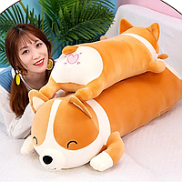 Мягкая игрушка-подушка Корги 85 см, 2 в 1 подушка-игрушка для сна, игрушка-антистресс, Оранжевая