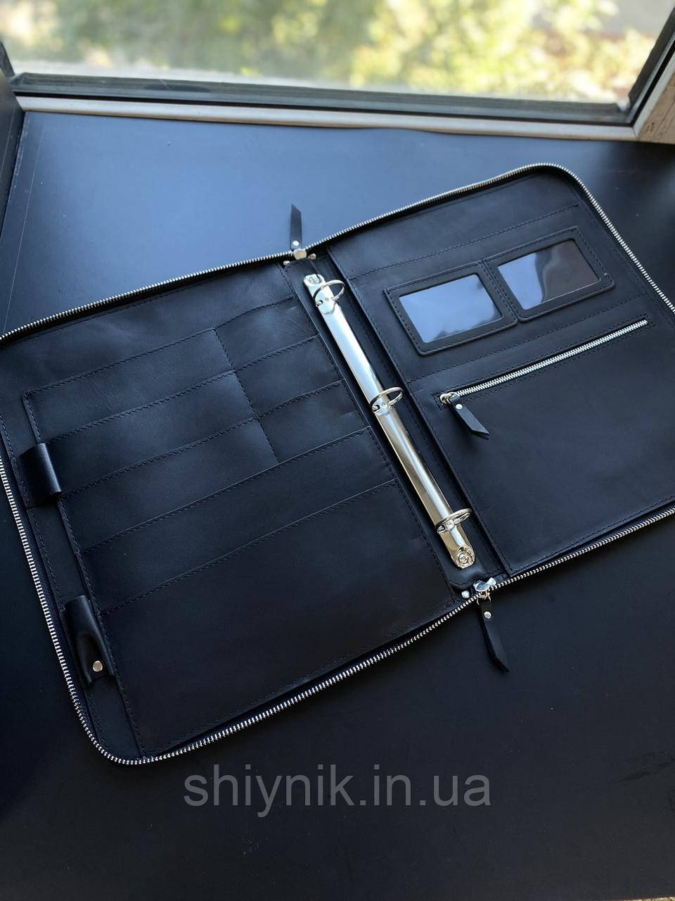 Шкіряна папка для сімейних документів FAMILY FOLDER чорна