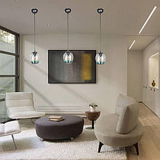 Чорний підвіс молекула з блакитним плафоном (56-PR0231F-1 BK+BL), фото 4