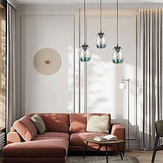 Чорний підвіс молекула з блакитним плафоном (56-PR0231F-1 BK+BL), фото 3