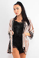 Комплект Валерия супер батал халат+пижама Ghazel 17111-122 88 Бежево-черный 56 CP, код: 7357915