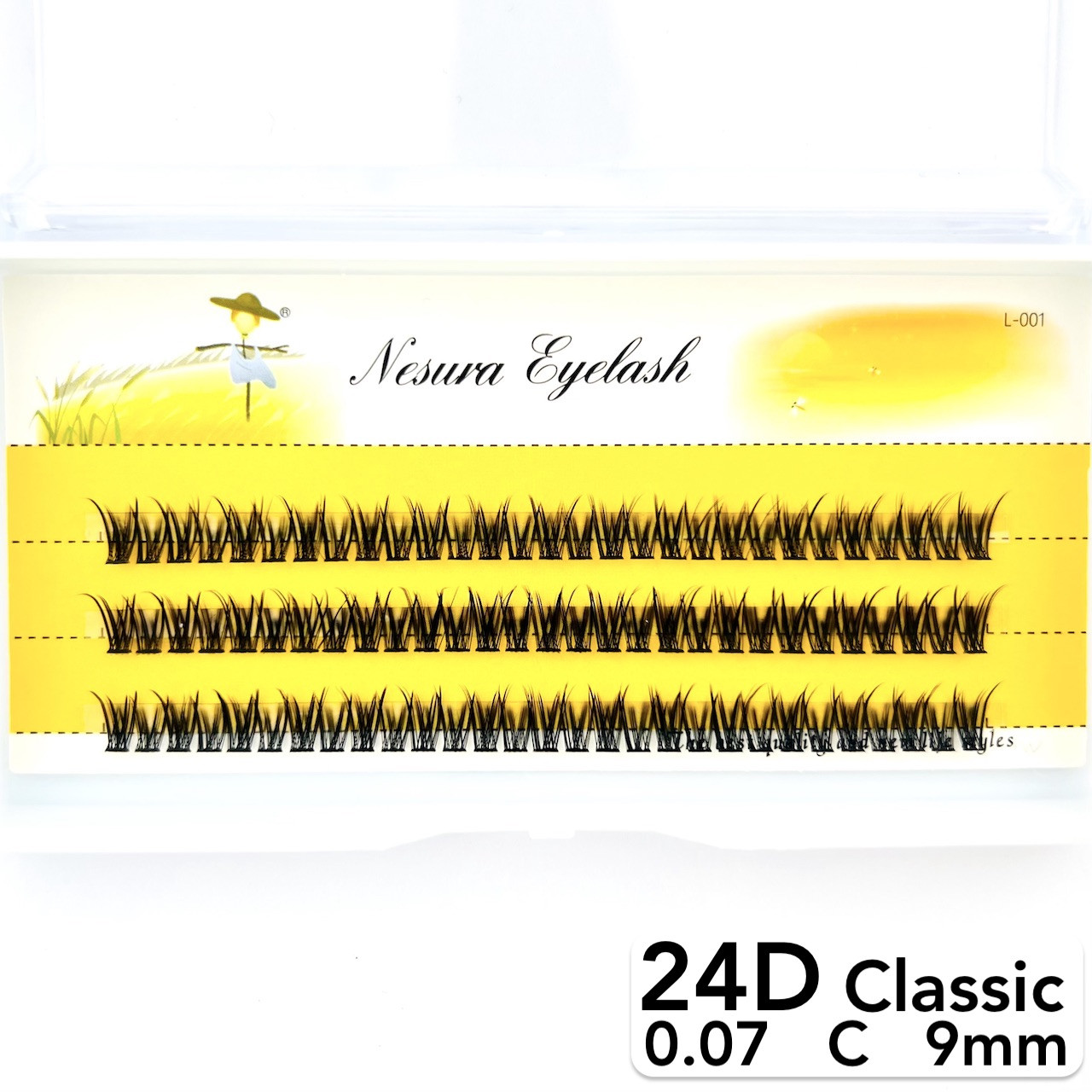 Накладні пучкові вії Nesura Eyelash Classic 24D, 0,07, C, 9 мм, 90 пучків Несура W-плетіння