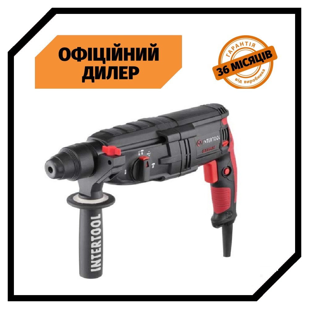 Прямий перфоратор 1000 Вт, 3.2 Дж, 0-1300 об/хв, 0-5100 уд/хв, 3 режими INTERTOOL WT-0170 (1 кВт, 3.2 Дж) TSH