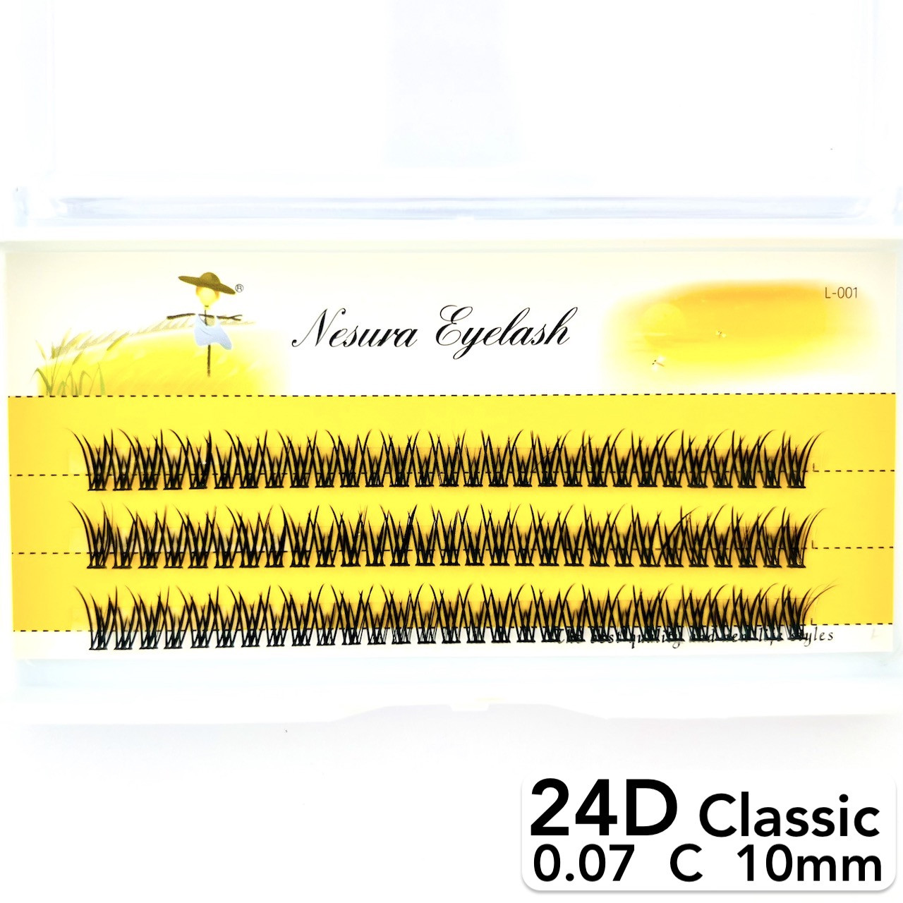 Накладні пучкові вії Nesura Eyelash Classic 24D, 0,07, C, 10 мм, 90 пучків Несура W-плетіння