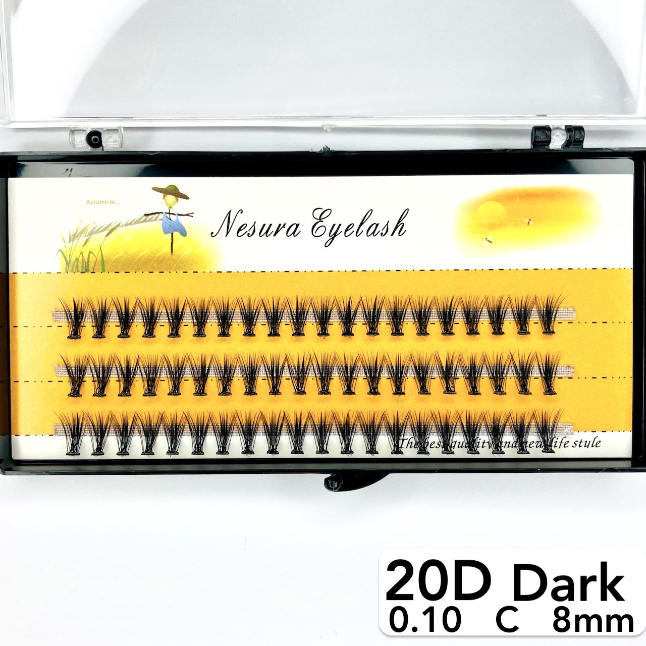 Накладні пучкові вії Nesura Eyelash Dark 20D, 0,10, C, 8 мм, 60 пучків Несура густі