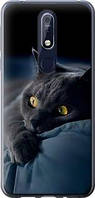 Чехол на Nokia 7.1 Дымчатый кот из силикона FCh_0000814