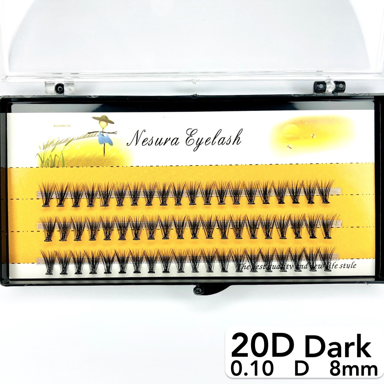 Накладні пучкові вії Nesura Eyelash Dark 20D, 0,10, D, 8 мм, 60 пучків Несура густі