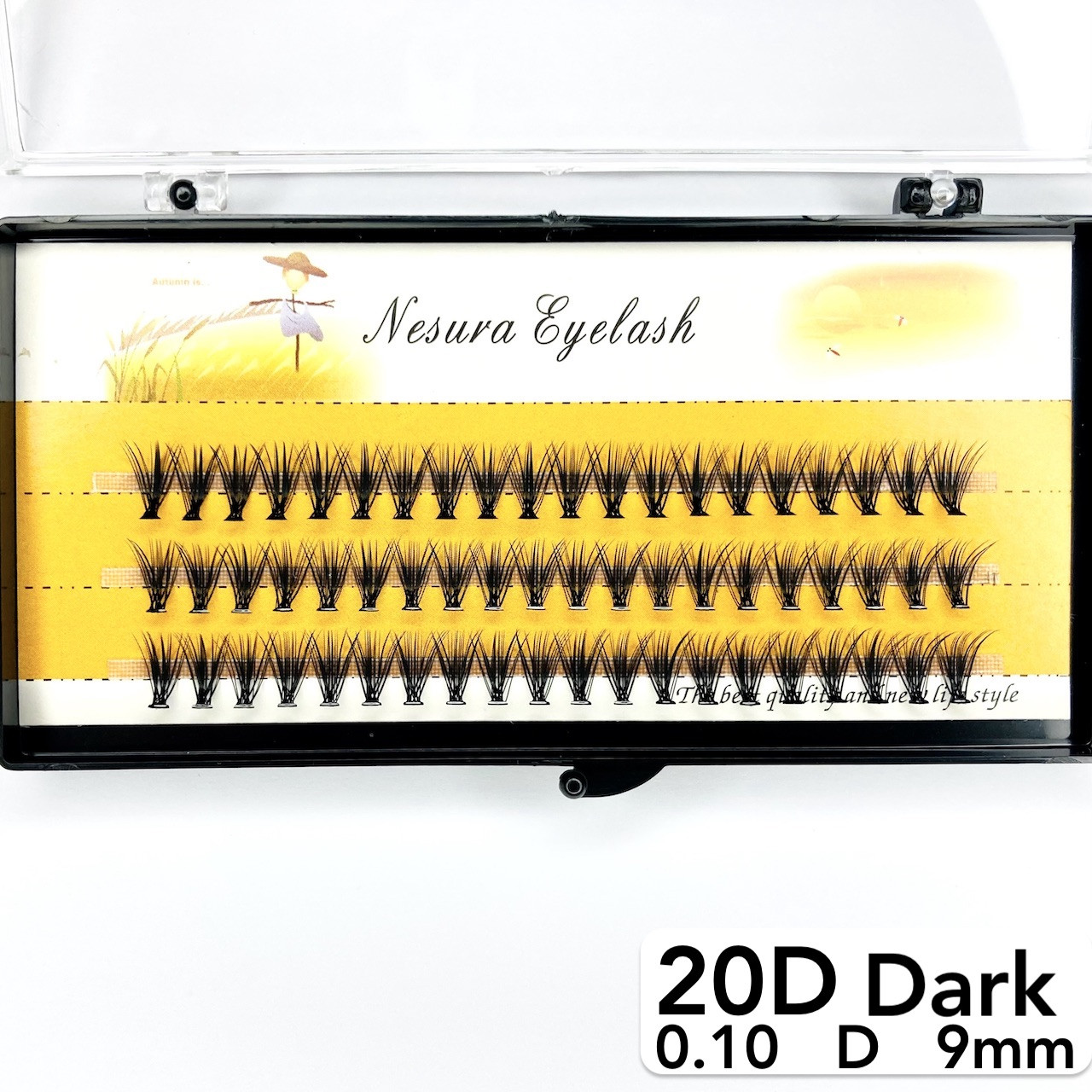 Накладні пучкові вії Nesura Eyelash Dark 20D, 0,10, D, 9 мм, 60 пучків Несура густі