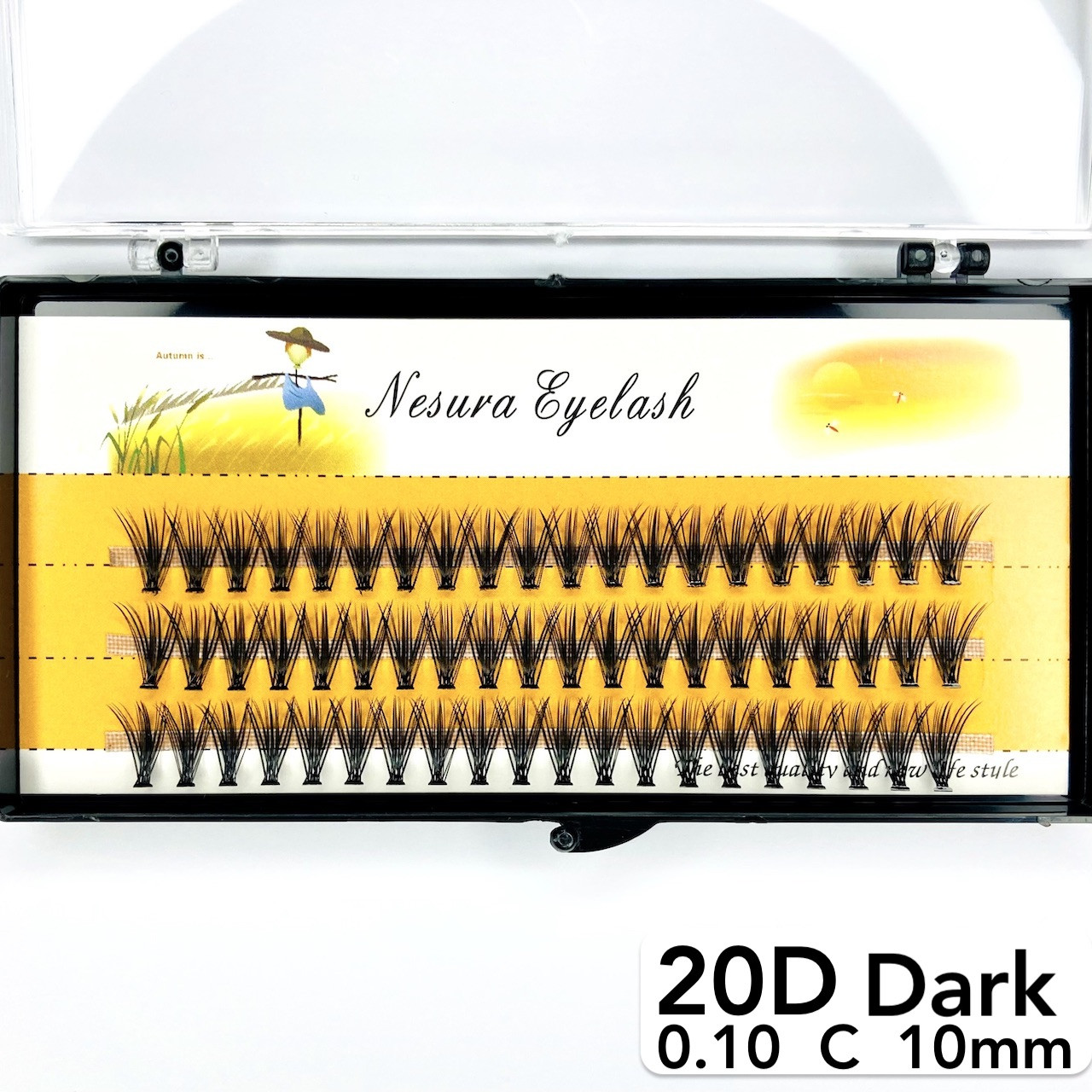 Накладні пучкові вії Nesura Eyelash Dark 20D, 0,10, C, 10 мм, 60 пучків Несура густі