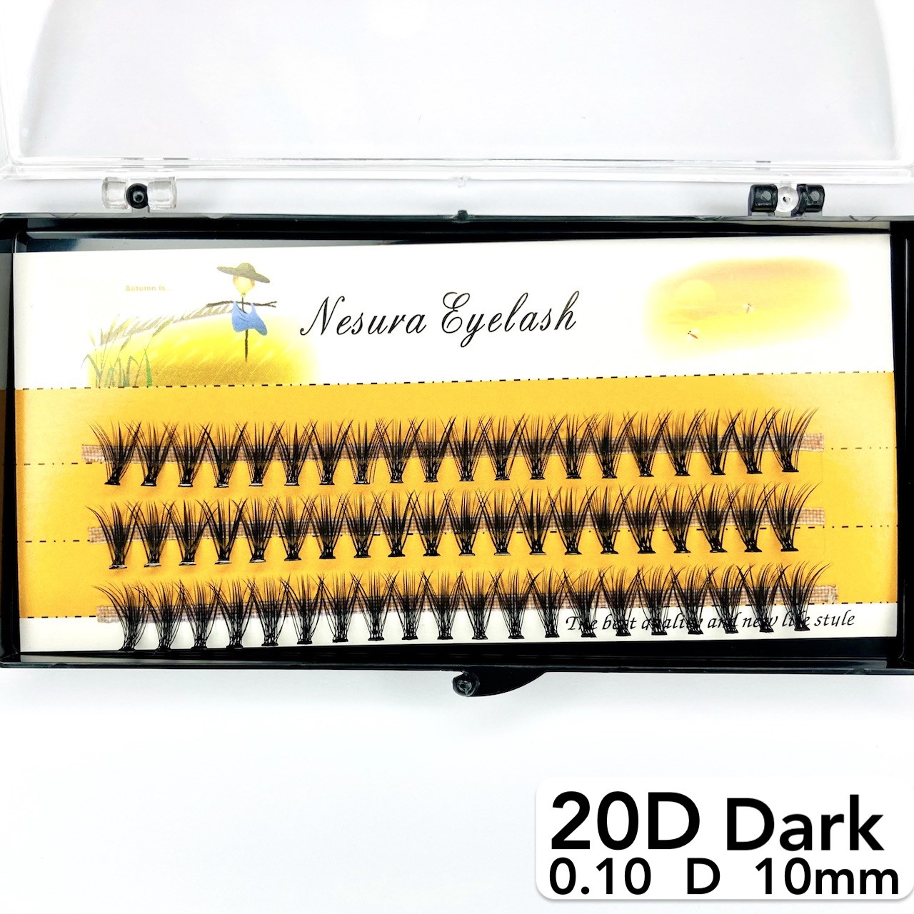 Накладні пучкові вії Nesura Eyelash Dark 20D, 0,10, D, 10 мм, 60 пучків Несура густі