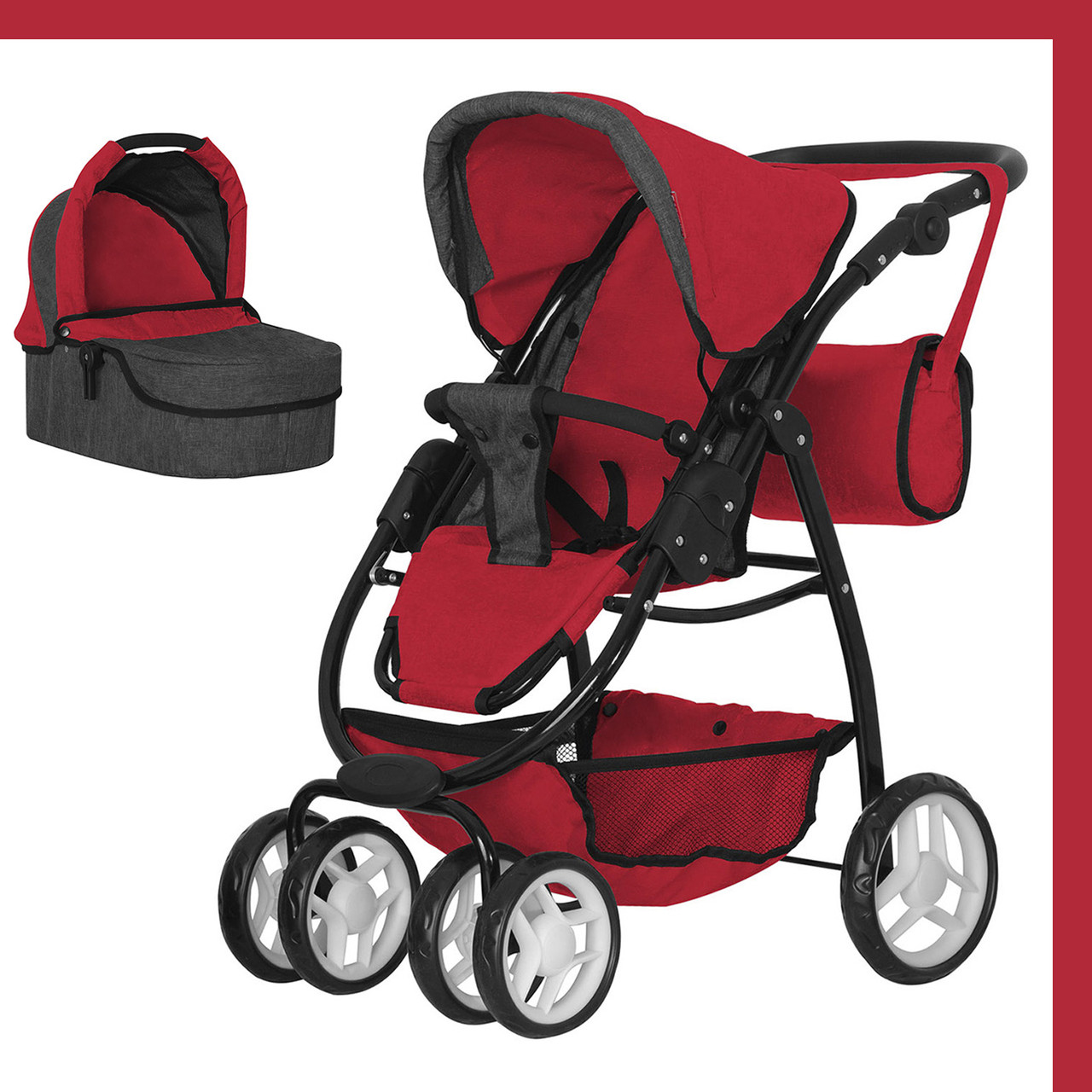 Коляска для ляльок 2 в 1 Carrello Avanti 9662 Red Червоний