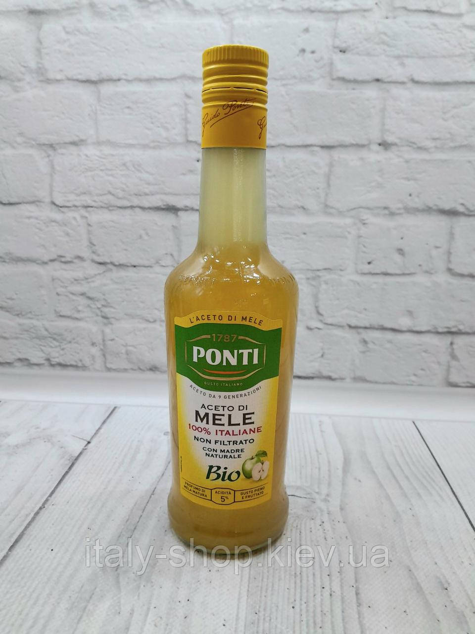 Оцет яблучний Ponti  Bio Aceto di Mele нефільтроаний 5%, 500 мл, Італія, фото 1