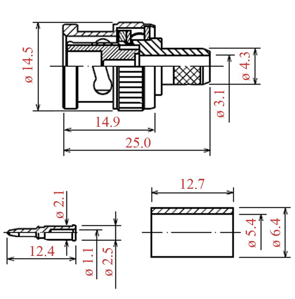 Роз'єм BNC вилка на кабель RG-58 обтискач (BNC-C58P) (BNC-010) (ID ...
