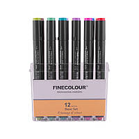 Набор маркеров FINECOLOUR Brush mini SET, 12 цветов Basic