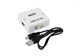 Mini конвертер-перехідник з HDMI в VGA 1080р  Білий