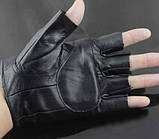 Байкерські рукавички із натуральної шкіри RESTEQ. Рукавички шкіряні без пальців байкерські Рукавички із заклепками для мотоцикла, фото 2