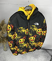 Куртка tnf зимова чоловіча чорна з жовтими смайлами