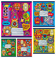 Зшитий 12 арк. # ЦІНА ЗА УП. 25ШТ Фемілі Лайн Монстрики неон+УФ лак, ТМ Тетрада, Україна