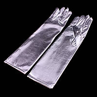 Перчатки длинные, серебро