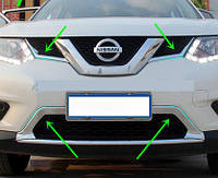 Nissan X-Trail хром накладки на решетку радиатора NISSAN Ниссан X-Trail T32 2014+ верхняя и нижняя 3