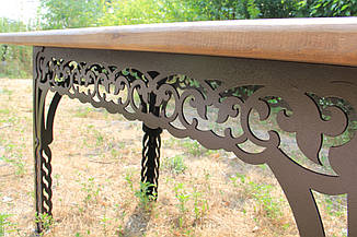Стіл садовий декоративний, з дуба, 150см, колір чорний/коричневий, фото 3