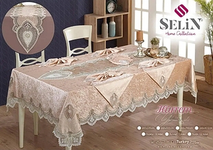 Скатертина 160 220 сервірувальні велюр 12 серветок на стіл, скатертина на кухонний стіл однотонна Кремовий