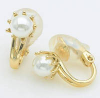 Сережки кліпси з перлами Розмір: 1,6 см Медзолото. Медичне золото. Xuping/Fallon