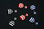 Сережки "Смугасті кульки"", сині, пластик, (55/25), фото 3