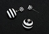 Сережки "Смугасті кульки"", чорні , пластик (55/25) (ціна за 1шт. +30 грн), фото 2