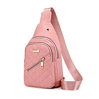 Розовая женская нагрудная сумка. Нагрудный рюкзак слинг. Женский рюкзак Сумочка молодежная. Сумка через плечо