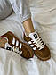 Чоловічі кросівки Adidas Gazelle x Gucci Caramel (коричневі) низькі стильні кроси шкіра карамель AS024, фото 2