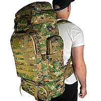 Тактический рюкзак 80-85л, черный, армейский, ВСУ, военный, рюкзак вещевой, камуфляж, походный ранец Зелений піксель
