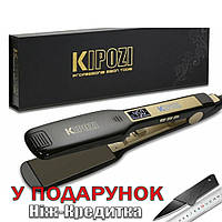 Праска Kipozi для випрямлення волосся з титановими пластинами та дисплеєм професійна Чорний
