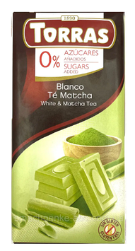 Шоколад ТМ"Torras"  №524 білий з чаєм матча 0,75