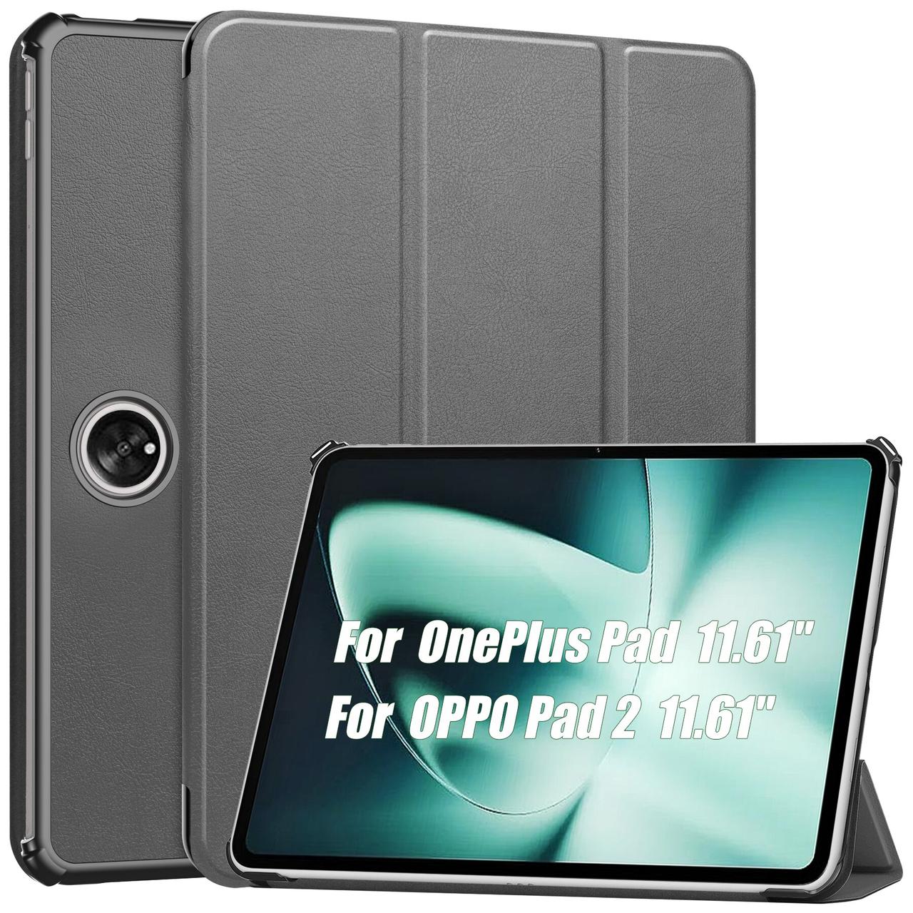 Шкіряний чохол-книжка Crazy Horse на планшет OPPO Pad 2 (11.61") / сірий