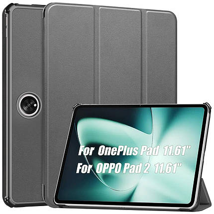 Шкіряний чохол-книжка Crazy Horse на планшет OPPO Pad 2 (11.61") / сірий, фото 1