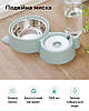 Миска для котів та собак Semi Animal bowl 16*31*22 см, Blue з автоматичною напувалкою 500 мл, фото 2