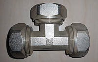 Тройник соединительный (равнопроходной) для металлопластиковой трубы 25х25х25 GINDE