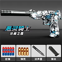 Игрушечный пластиковый автоматический пистолет Desert Eagle графити стреляет пластиковыми пулями с гильзой