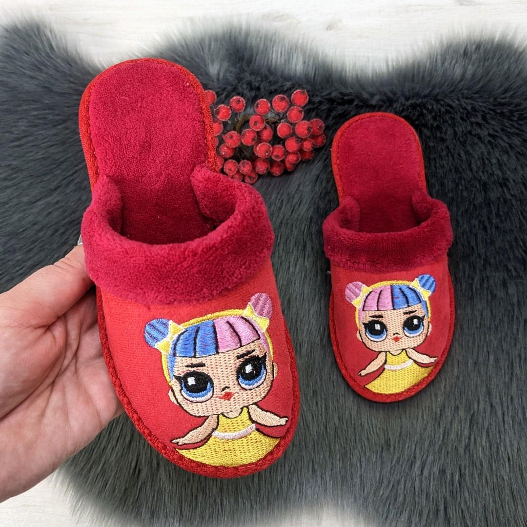 Тапочки дитячі для дівчинки теплі Белста червоні 5123, фото 1