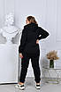 Теплий жіночий спортивний костюм великого розміру зимовий батал на флісі з капюшоном, фото 7